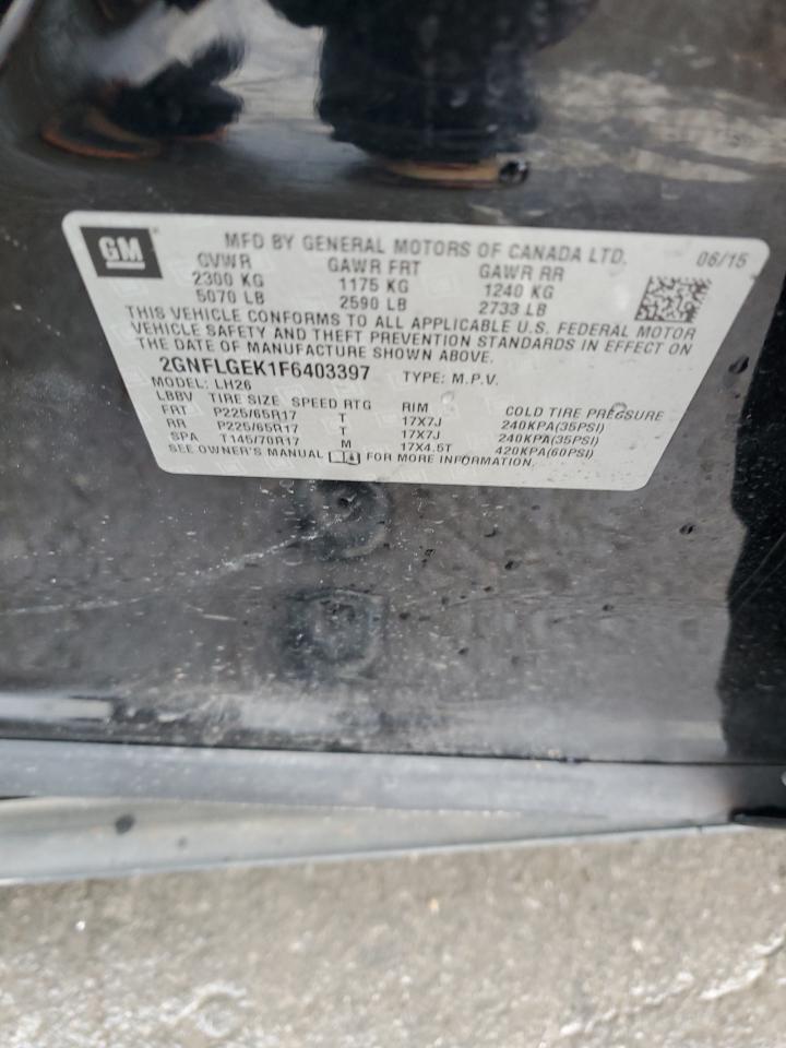 2015 Chevrolet Equinox VIN 2GNFLGEK1F6403397 Copart auction photo, side / front end damage thumbnail 13