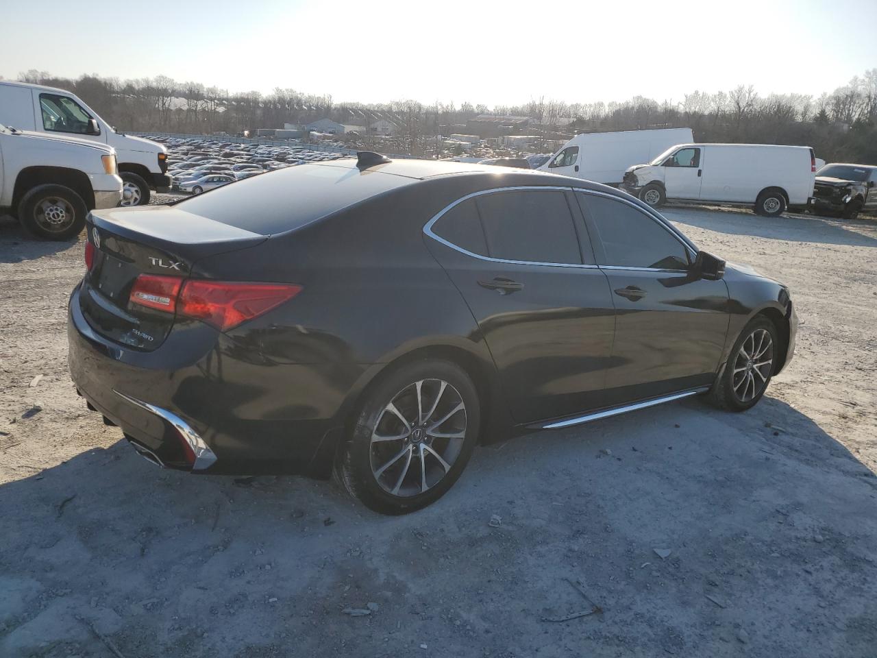 2018 Acura TLX VIN 19UUB3F50JA002599 Copart auction photo, front end / side damage thumbnail 3