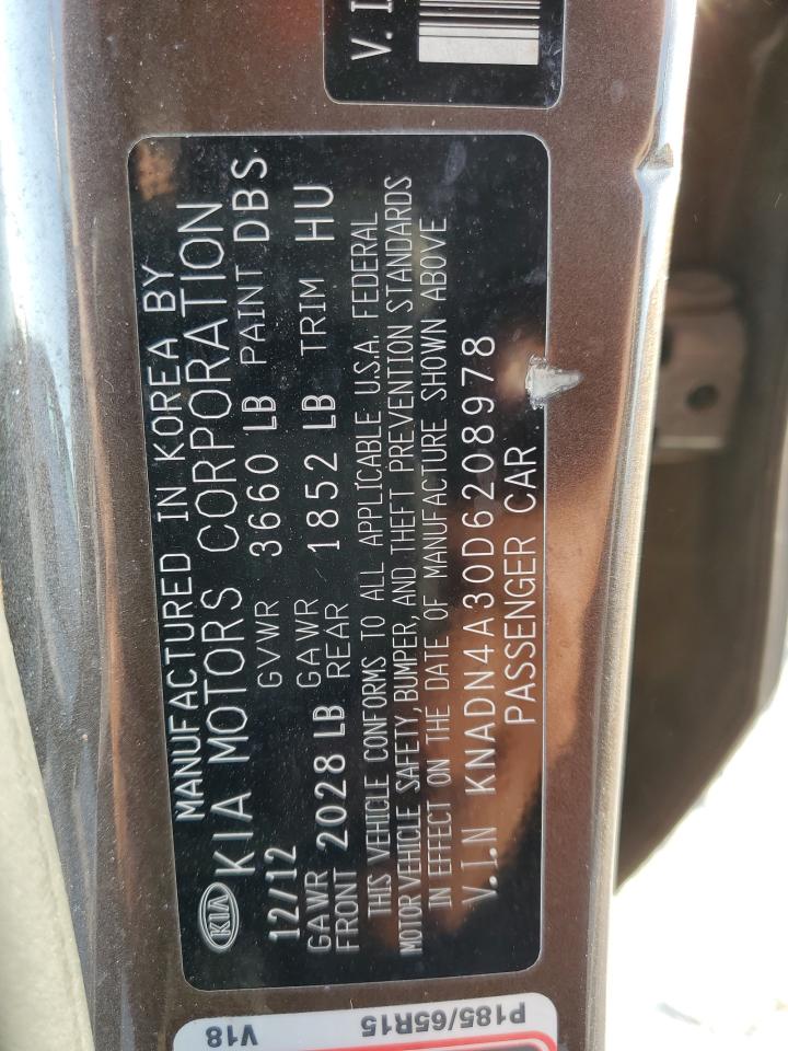 2013 KIA Rio VIN KNADN4A30D6208978 Copart auction photo, front end / side damage thumbnail 15