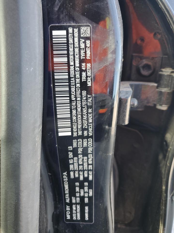 2018 Alfa Romeo Stelvio VIN ZASFAKAN5J7B74160 Copart auction photo, front end / side damage thumbnail 13