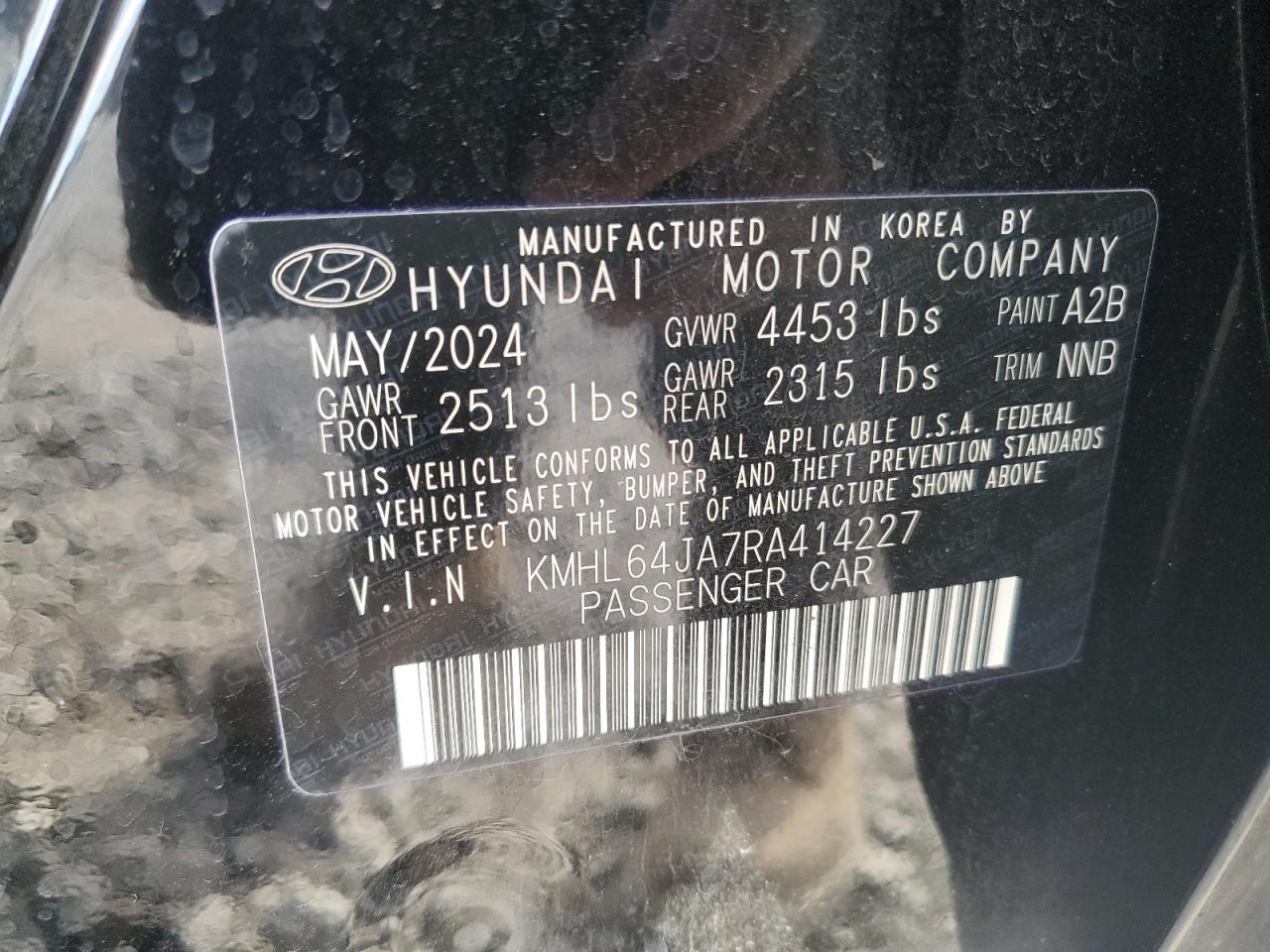 2024 Hyundai Sonata VIN KMHL64JA7RA414227 Copart auction photo, rear end damage thumbnail 12