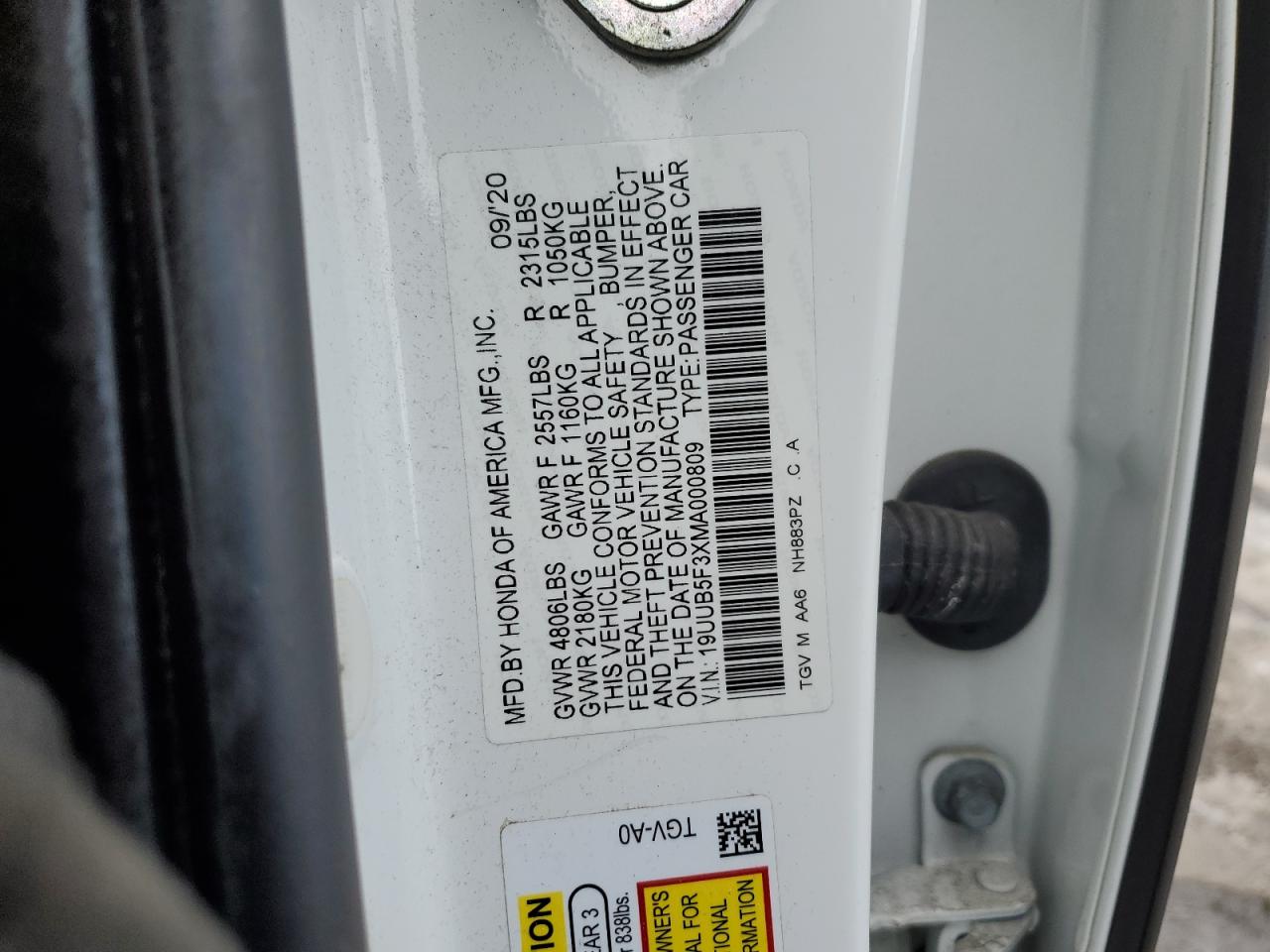 2021 Acura TLX VIN 19UUB5F3XMA000809 Copart auction photo, minor dent/scratches damage thumbnail 13