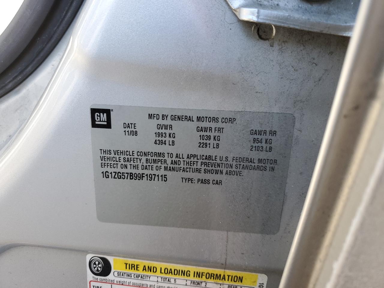 2009 Chevrolet Malibu VIN 1G1ZG57B99F197115 Copart auction photo, all over damage thumbnail 12