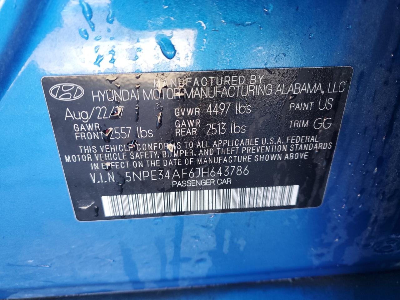 2018 Hyundai Sonata VIN 5NPE34AF6JH643786 Copart auction photo, front end damage thumbnail 12