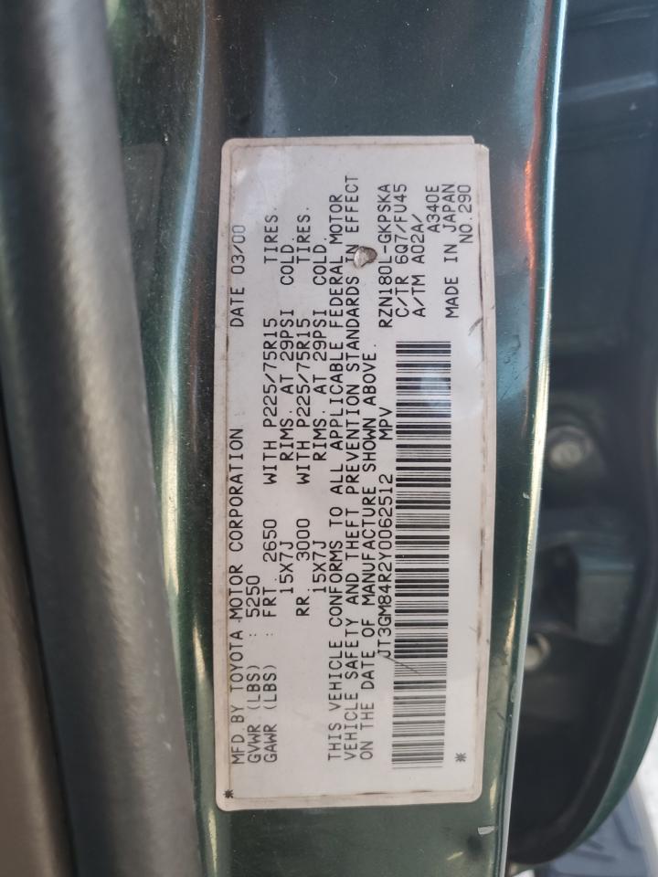 2000 Toyota 4Runner VIN JT3GM84R2Y0062512 Copart auction photo, mechanical damage thumbnail 13