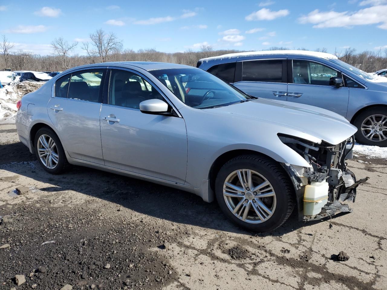 2013 Infiniti G VIN JN1CV6AR2DM359138 Copart auction photo, front end damage thumbnail 4