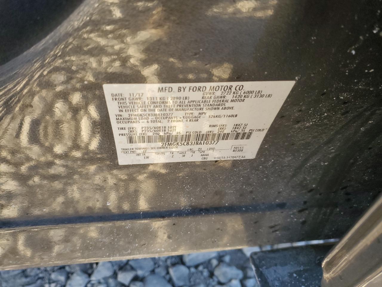 2018 Ford Flex VIN 2FMGK5C83JBA10377 Copart auction photo, side damage thumbnail 12