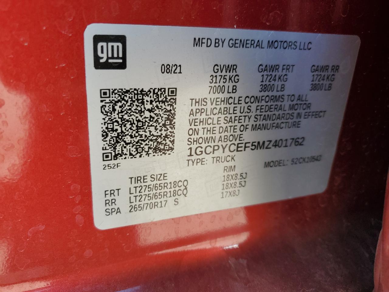 2021 Chevrolet Silverado VIN 1GCPYCEF5MZ401762 Copart auction photo, all over damage thumbnail 12