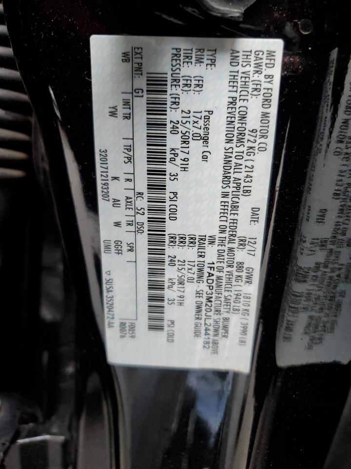2018 Ford Focus VIN 1FADP3M20JL244182 Copart auction photo, side damage thumbnail 12