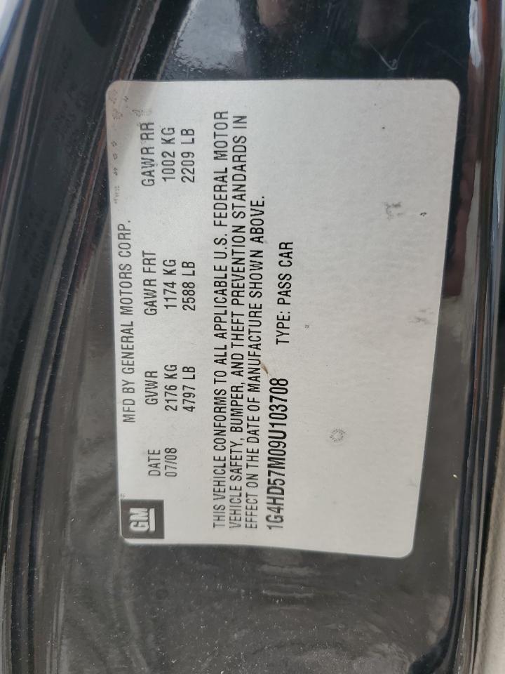 2009 Buick Lucerne VIN 1G4HD57M09U103708 Copart auction photo, front end / side damage thumbnail 14
