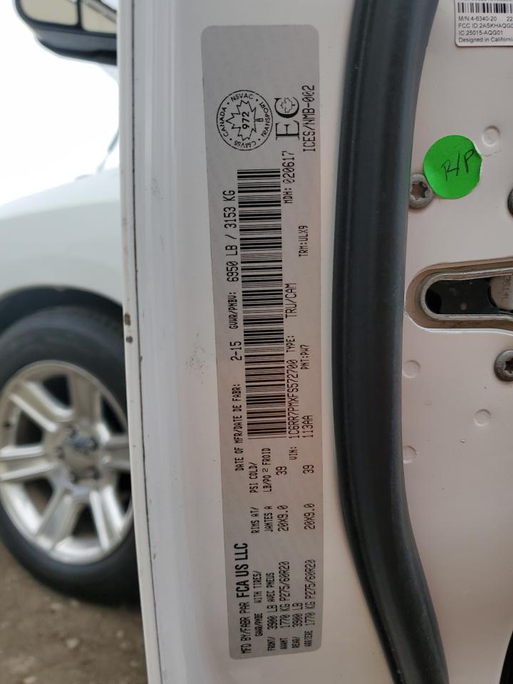 2015 RAM 1500 VIN 1C6RR7PMXFS572700 Copart auction photo, vandalism / mechanical damage thumbnail 12
