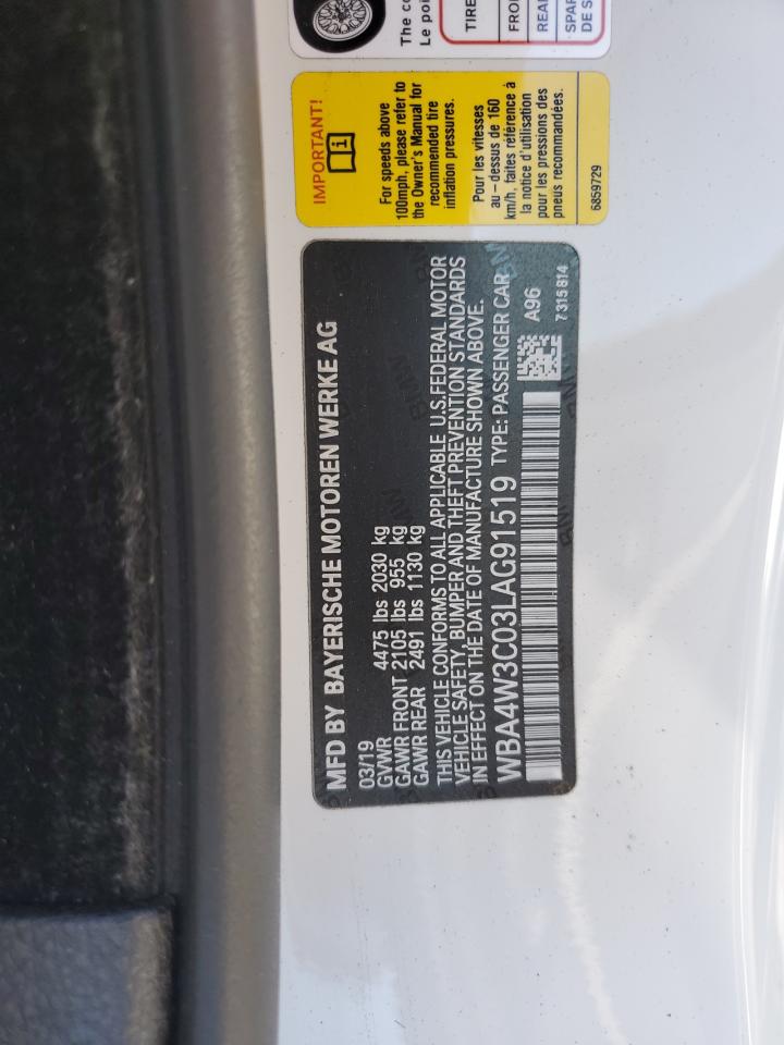 2020 BMW 4er VIN WBA4W3C03LAG91519 Copart auction photo, front end / minor dent/scratches damage thumbnail 12