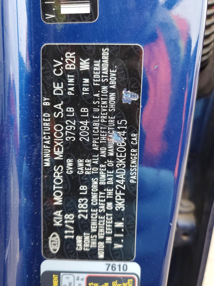 2019 KIA Forte VIN 3KPF24AD3KE061415 Copart auction photo, undercarriage / side damage thumbnail 12