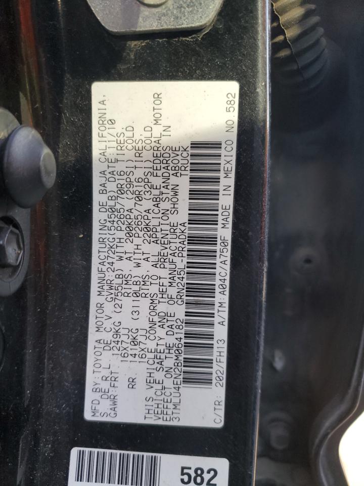 2011 Toyota Tacoma VIN 3TMLU4EN2BM064182 Copart auction photo, biohazard/chemical / rear end damage thumbnail 13