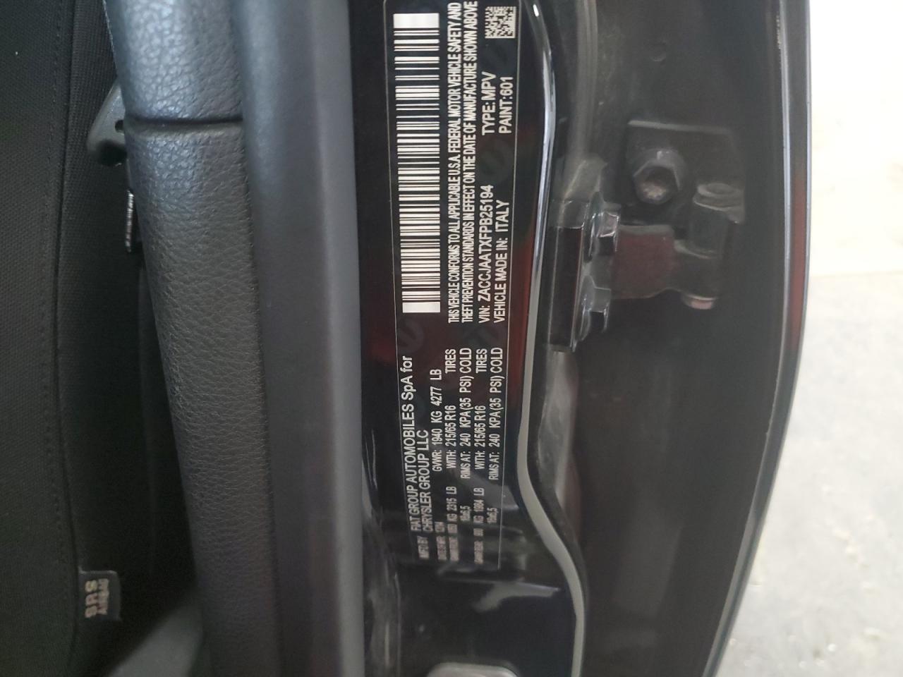 2015 Jeep Renegade VIN ZACCJAATXFPB25194 Copart auction photo, rear end / hail damage thumbnail 13