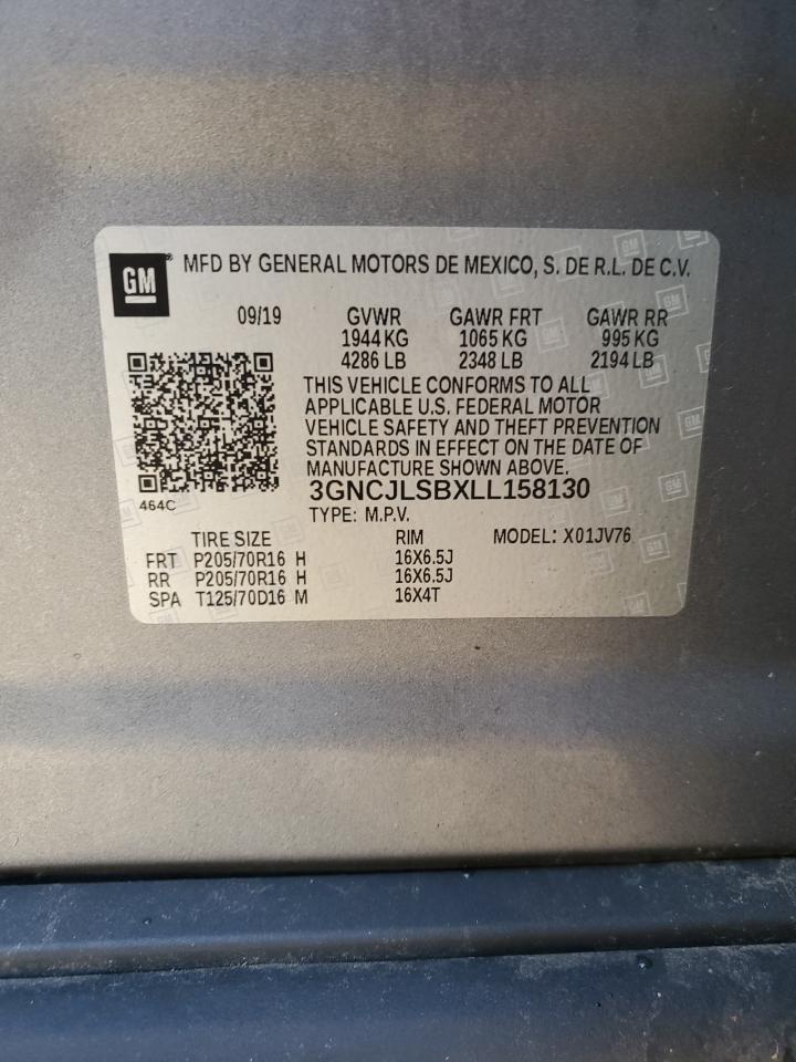 2020 Chevrolet Trax VIN 3GNCJLSBXLL158130 Copart auction photo, front end / minor dent/scratches damage thumbnail 13