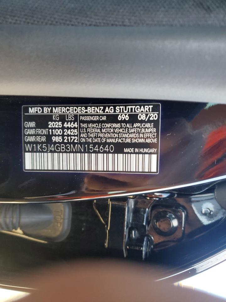 2021 Mercedes-Benz CLA-klasse VIN W1K5J4GB3MN154640 Copart auction photo, water/flood damage thumbnail 13