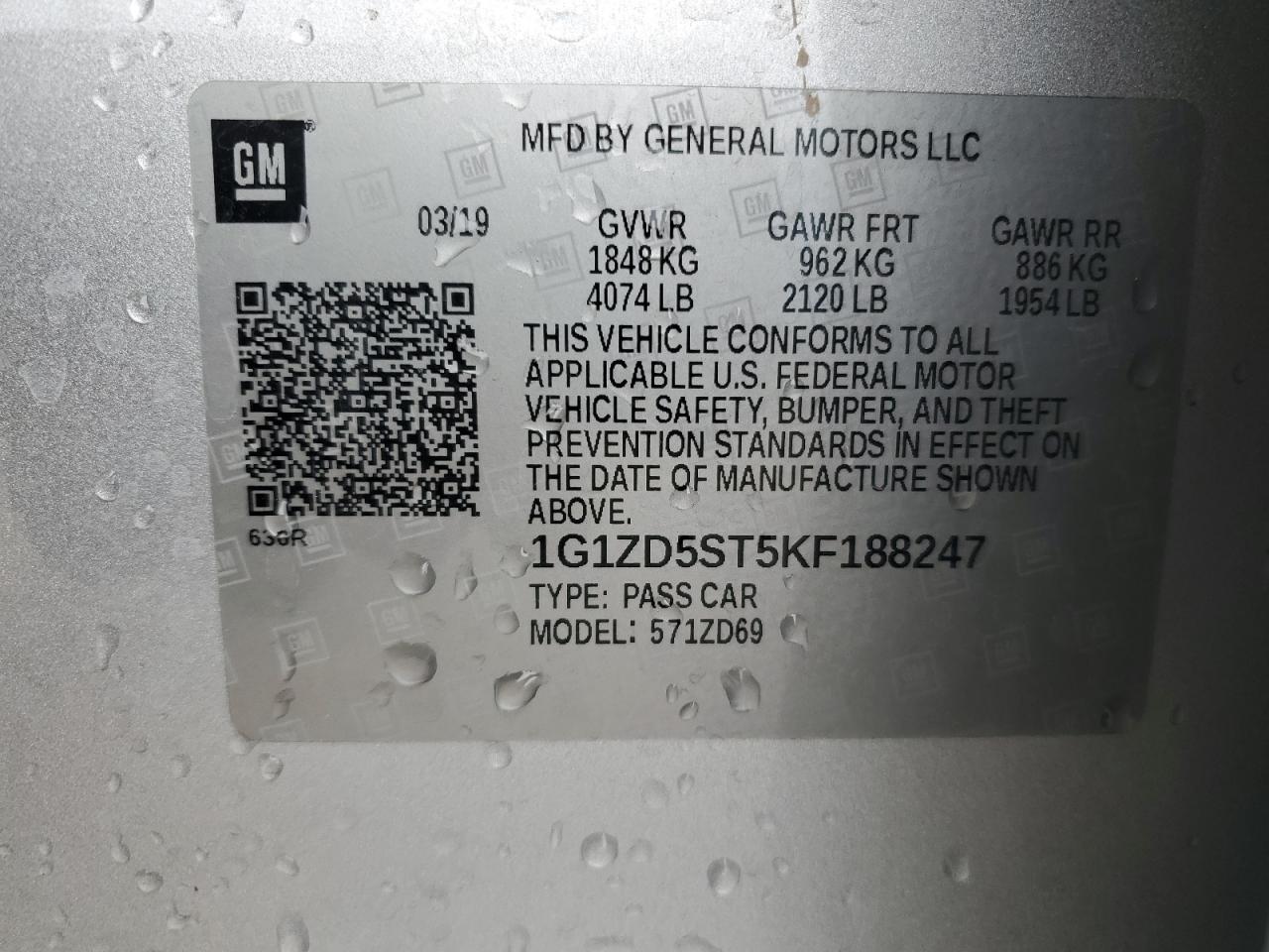 2019 Chevrolet Malibu VIN 1G1ZD5ST5KF188247 Copart auction photo, front end damage thumbnail 12