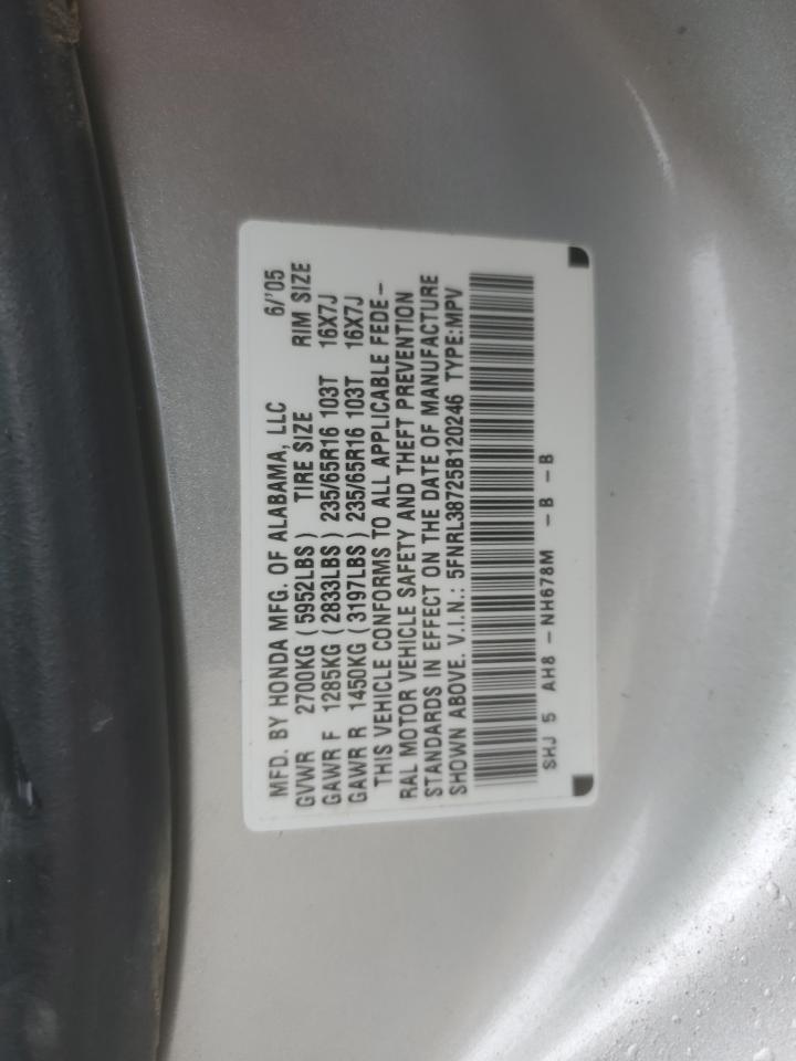 2005 Honda Odyssey VIN 5FNRL38725B120246 Copart auction photo, all over damage thumbnail 15