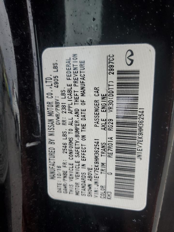 2017 Infiniti Q60 VIN JN1EV7EK9HM362541 Copart auction photo, burn damage thumbnail 14