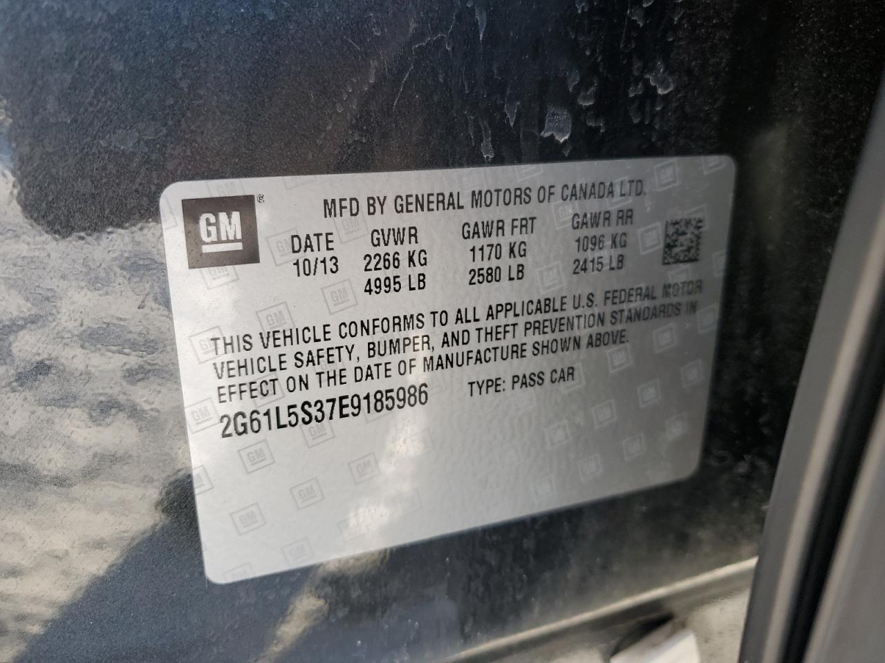 2014 Cadillac XTS VIN 2G61L5S37E9185986 Copart auction photo, front end damage thumbnail 12