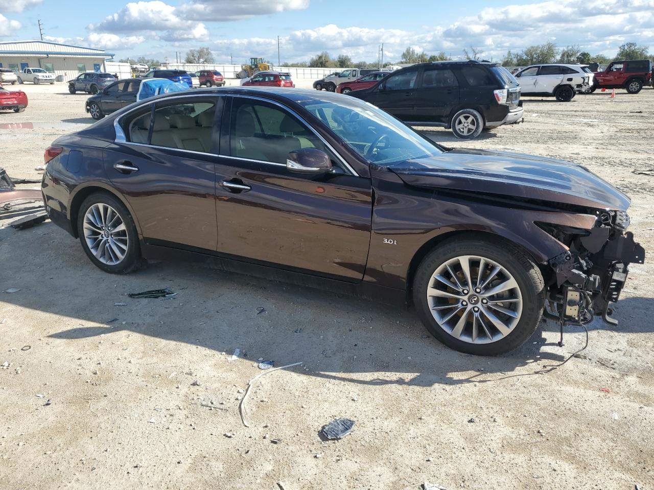 2018 Infiniti Q50 VIN JN1EV7AP4JM364740 Copart auction photo, front end / side damage thumbnail 4