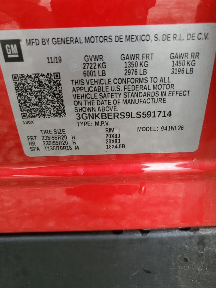 2020 Chevrolet Blazer VIN 3GNKBERS9LS591714 Copart auction photo, rear end damage thumbnail 15