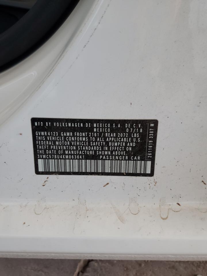 2019 Volkswagen Jetta VIN 3VWC57BU4KM063641 Copart auction photo, vandalism damage thumbnail 12