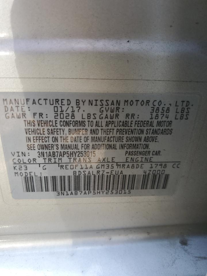 2017 Nissan Sentra VIN 3N1AB7AP5HY253015 Copart auction photo, rear end damage thumbnail 14