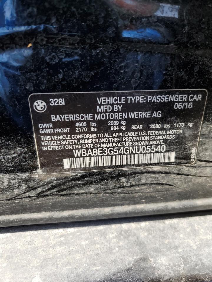 2016 BMW 3er VIN WBA8E3G54GNU05540 Copart auction photo, front end damage thumbnail 12