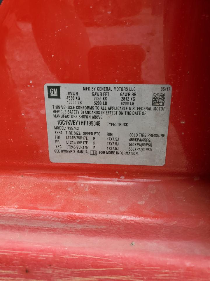 2017 Chevrolet Silverado VIN 1GC1KVEY7HF199048 Copart auction photo, front end damage thumbnail 12