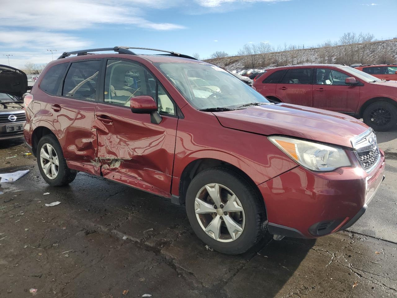 2015 Subaru Forester VIN JF2SJADC4FH470107 Copart auction photo, side / front end damage thumbnail 4