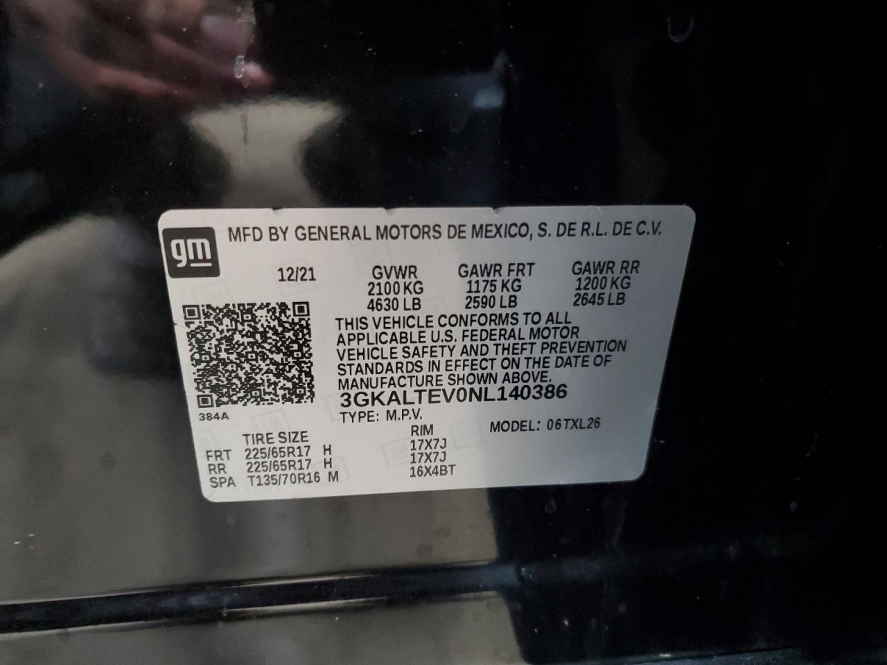 2022 GMC Terrain VIN 3GKALTEV0NL140386 Copart auction photo, front end / side damage thumbnail 13