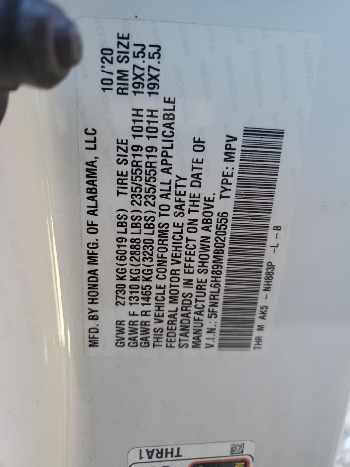 2021 Honda Odyssey VIN 5FNRL6H89MB020556 Copart auction photo, front end damage thumbnail 14