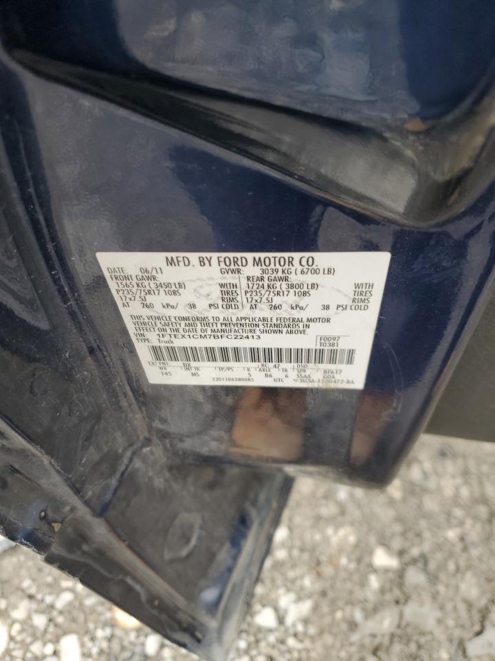 2011 Ford F-150 VIN 1FTEX1CM7BFC22413 Copart auction photo, water/flood damage thumbnail 12