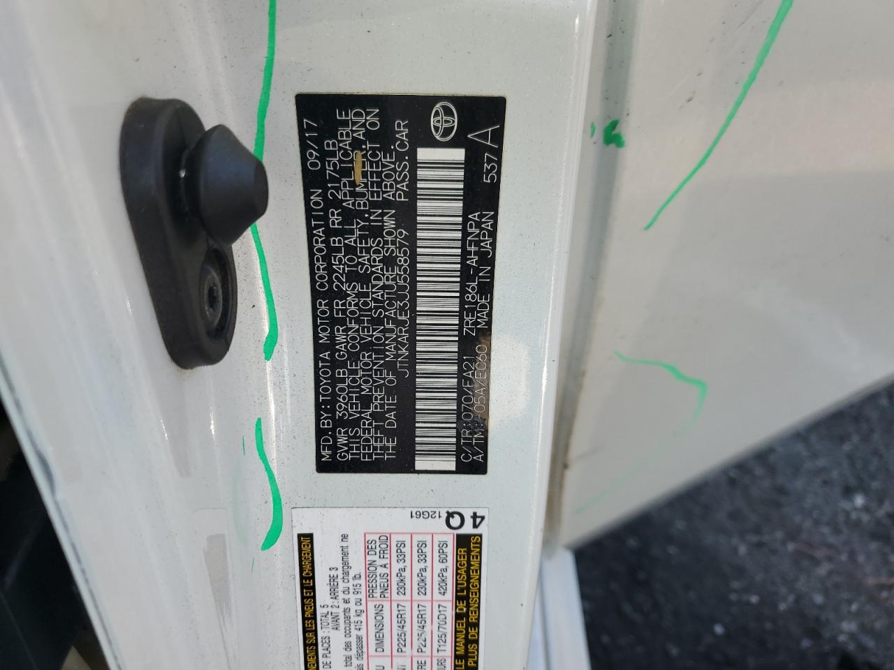 2018 Toyota Corolla VIN JTNKARJE3JJ558579 Copart auction photo, side / minor dent/scratches damage thumbnail 13