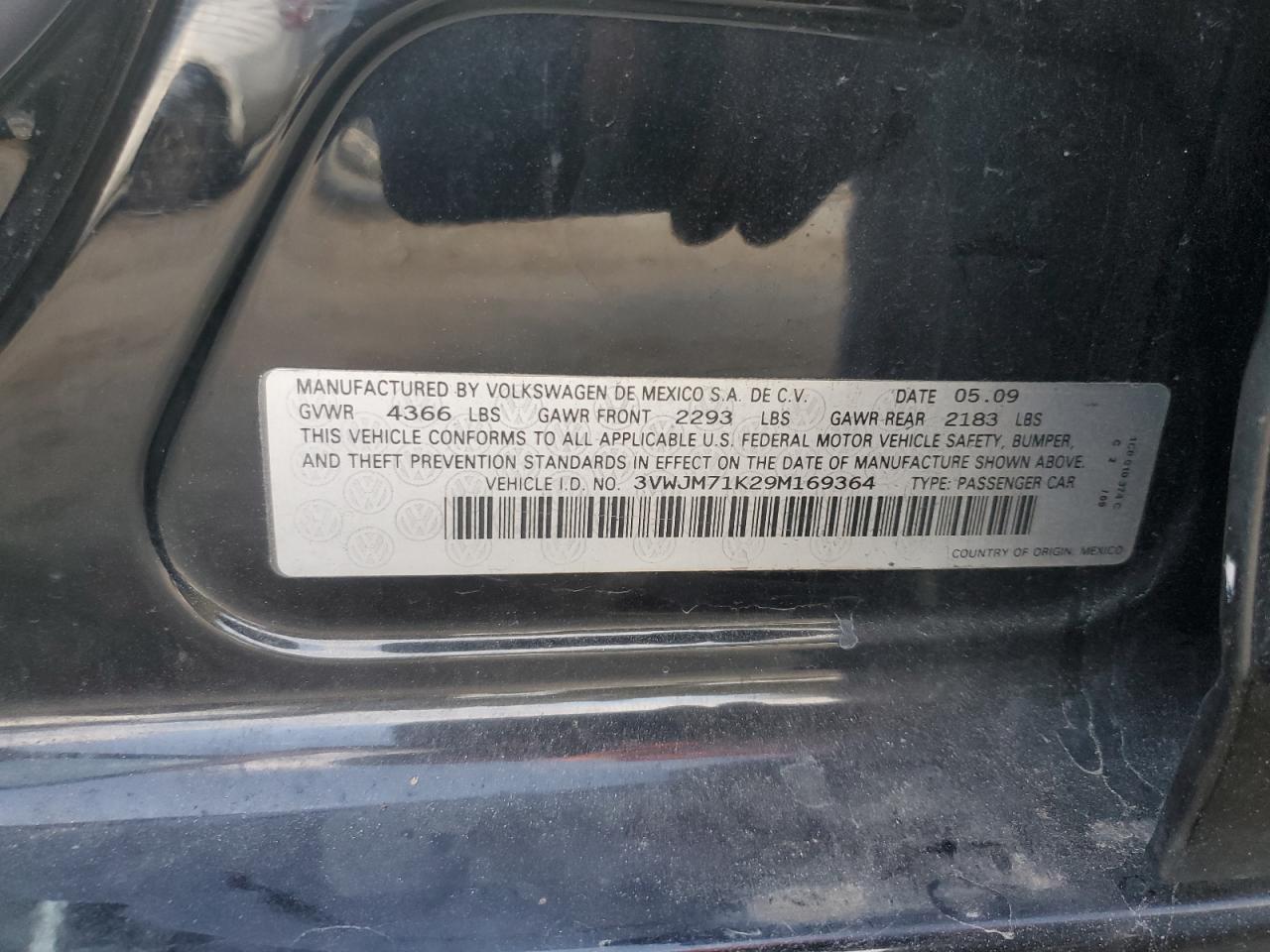 2009 Volkswagen Jetta VIN 3VWJM71K29M169364 Copart auction photo, front end damage thumbnail 12