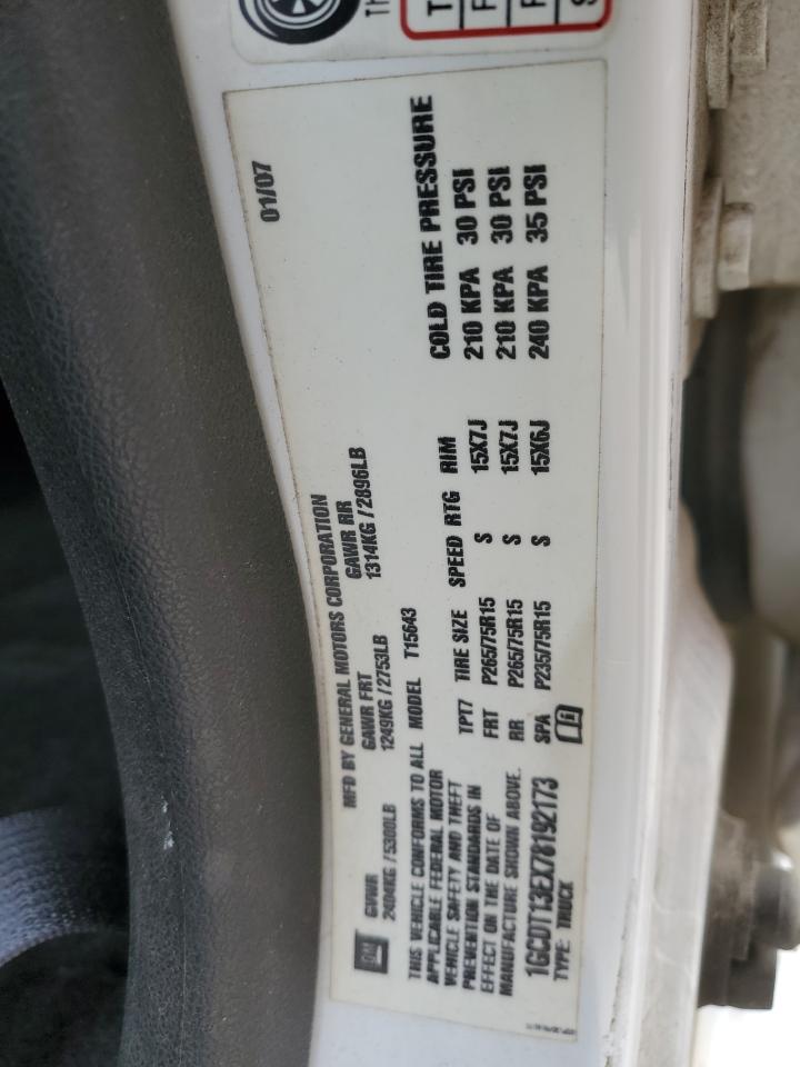 2007 Chevrolet Colorado VIN 1GCDT13EX78192173 Copart auction photo, front end / rear end damage thumbnail 14