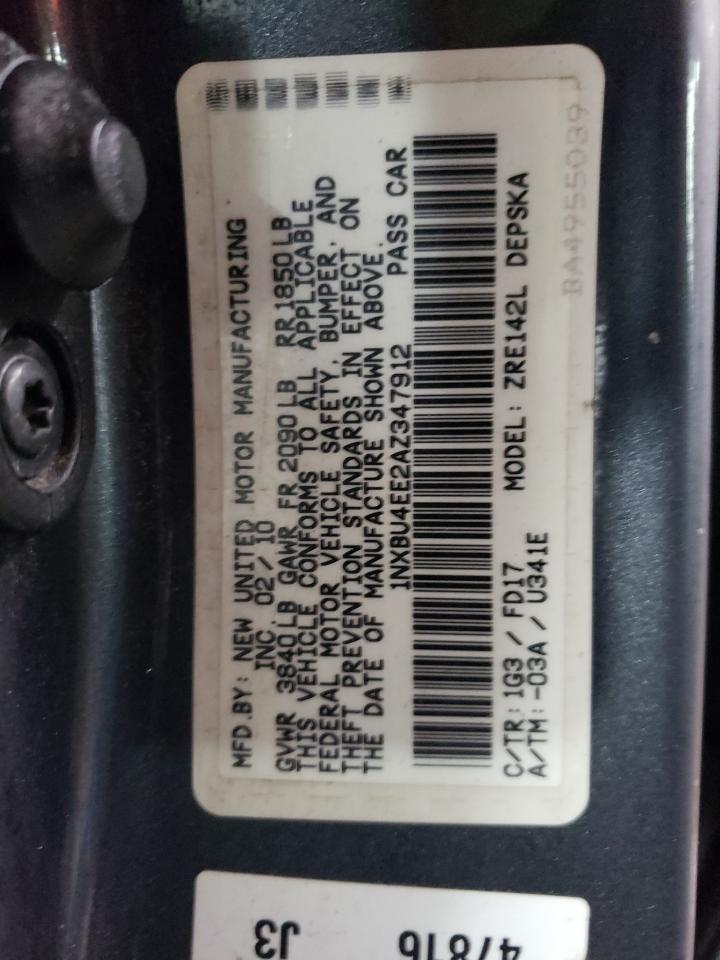 2010 Toyota Corolla VIN 1NXBU4EE2AZ347912 Copart auction photo, side / rear end damage thumbnail 12
