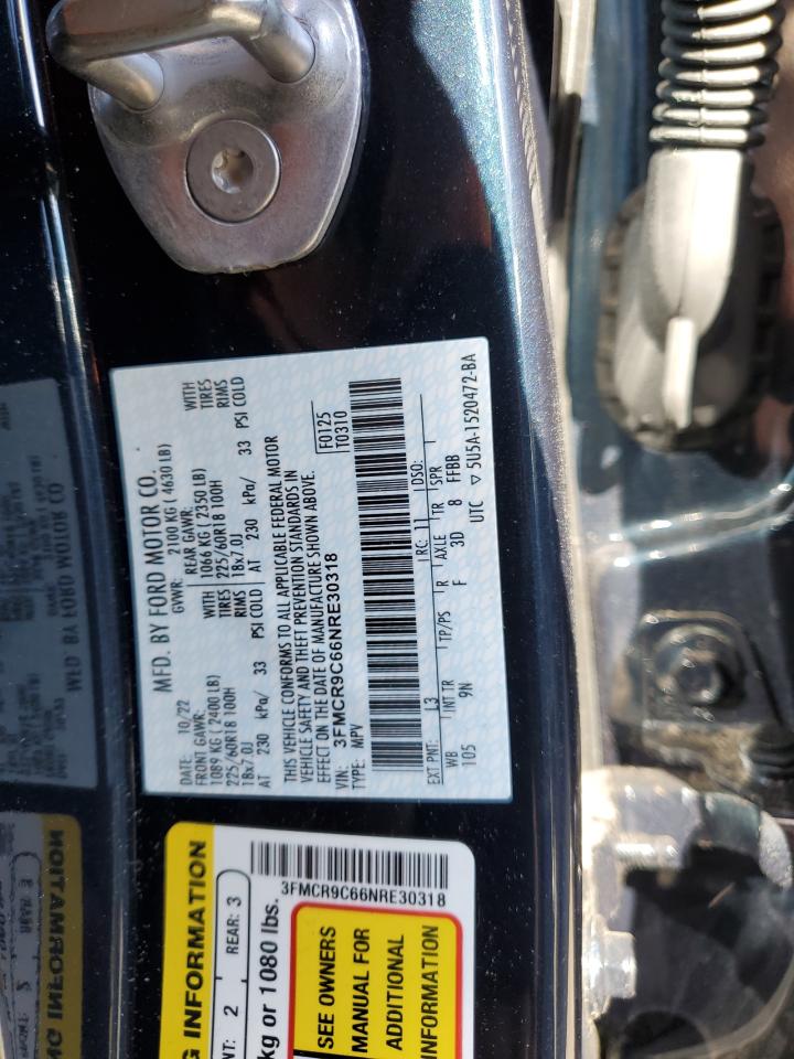 2022 Ford Bronco VIN 3FMCR9C66NRE30318 Copart auction photo, front end damage thumbnail 13