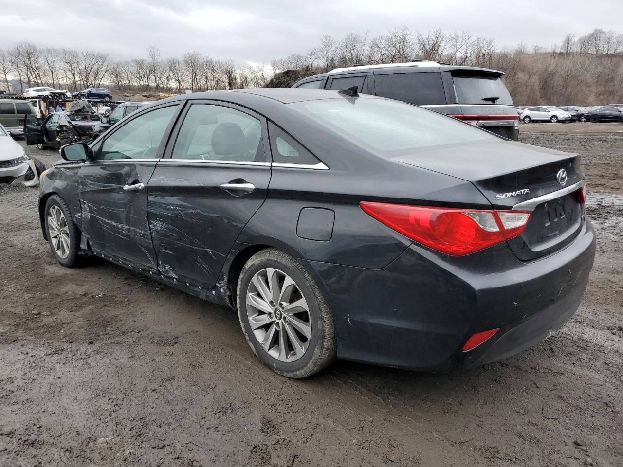 2014 Hyundai Sonata VIN 5NPEC4AC2EH812939 Copart auction photo, side / front end damage thumbnail 2