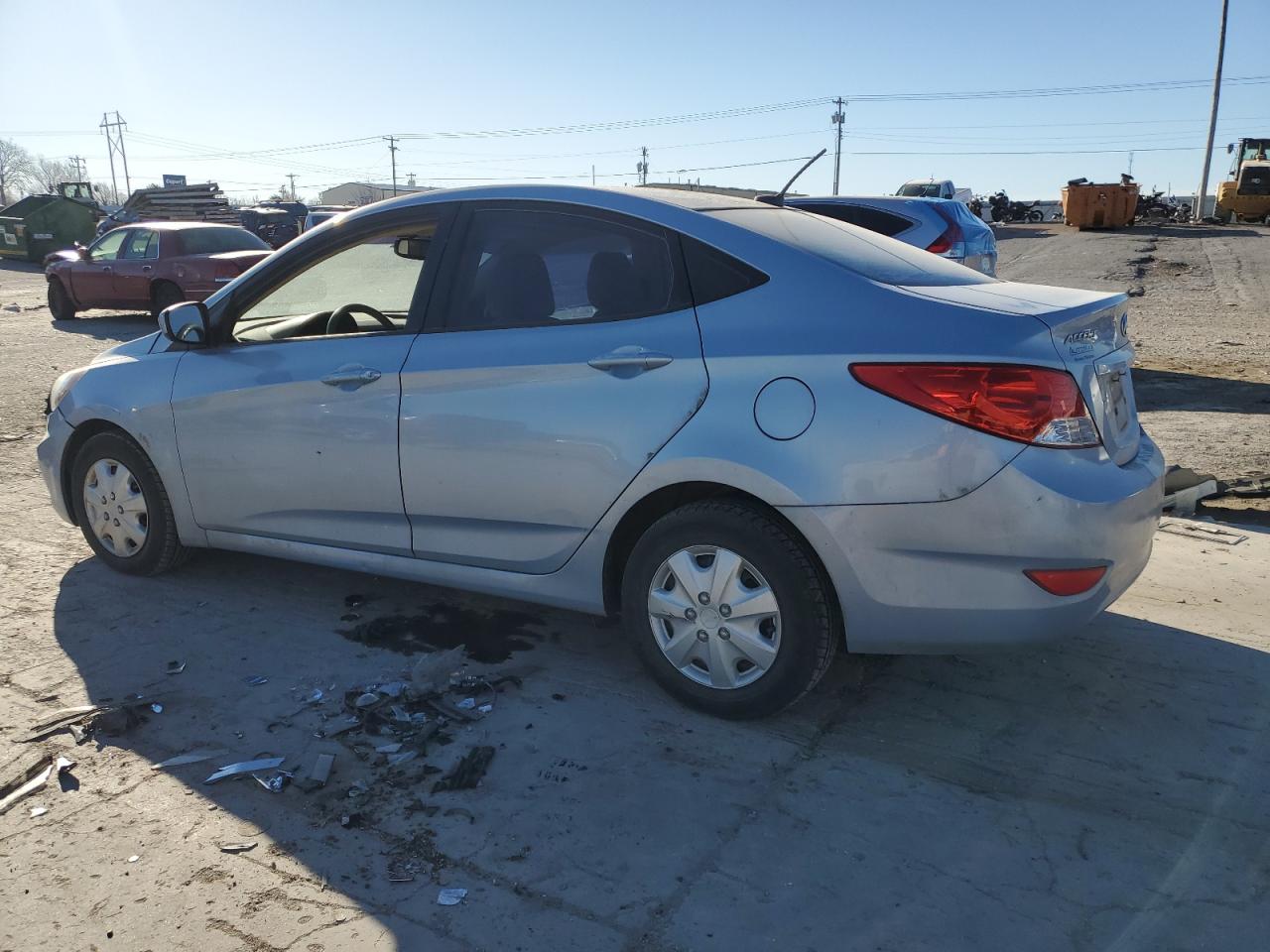 2013 Hyundai Accent VIN KMHCT4AE4DU394277 Copart auction photo, side / front end damage thumbnail 2