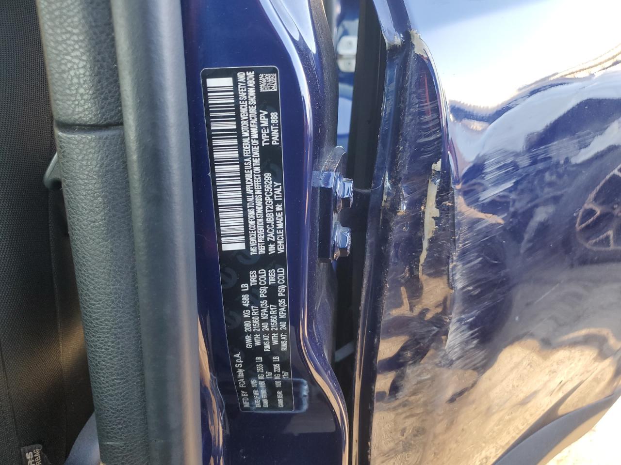 2016 Jeep Renegade VIN ZACCJBBT2GPC56299 Copart auction photo, side damage thumbnail 13