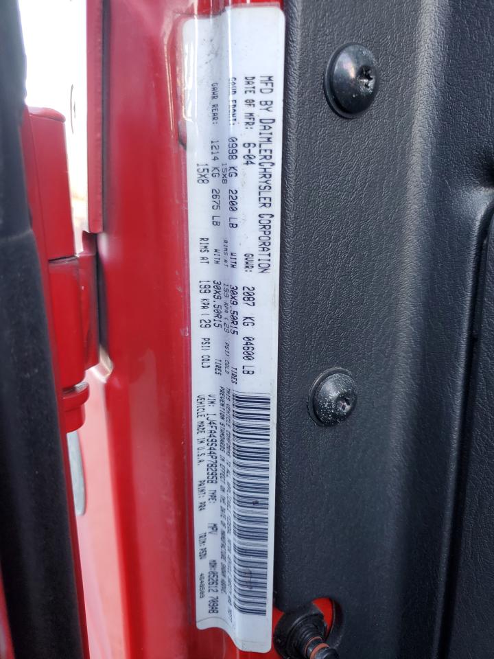 2004 Jeep Wrangler VIN 1J4FA49S44P782958 Copart auction photo, front end damage thumbnail 14