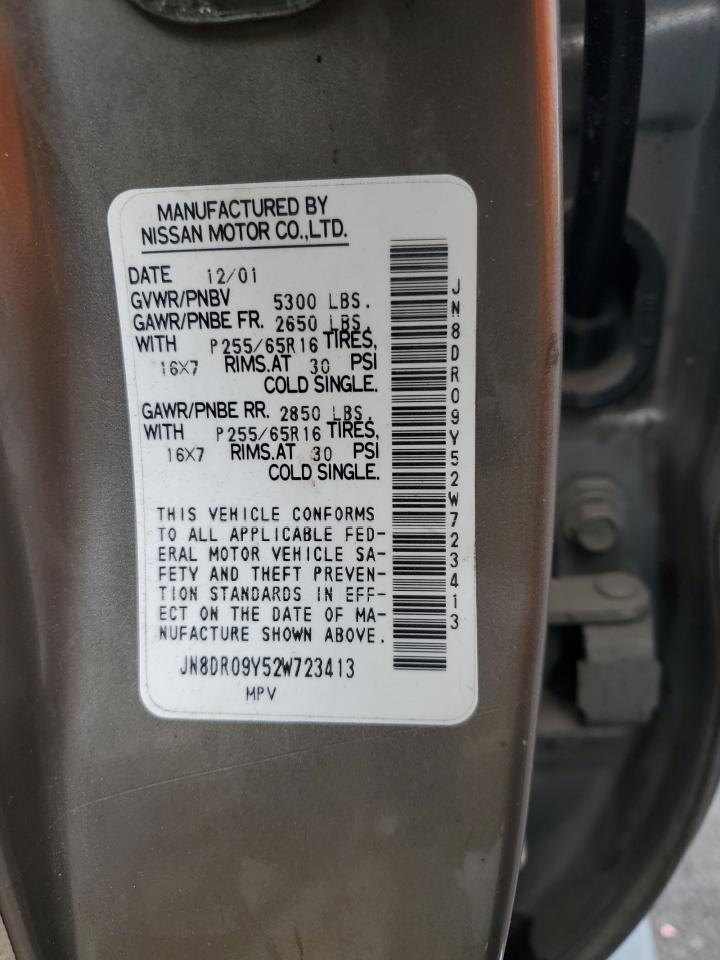 2002 Nissan Pathfinder VIN JN8DR09Y52W723413 Copart auction photo, front end damage thumbnail 14
