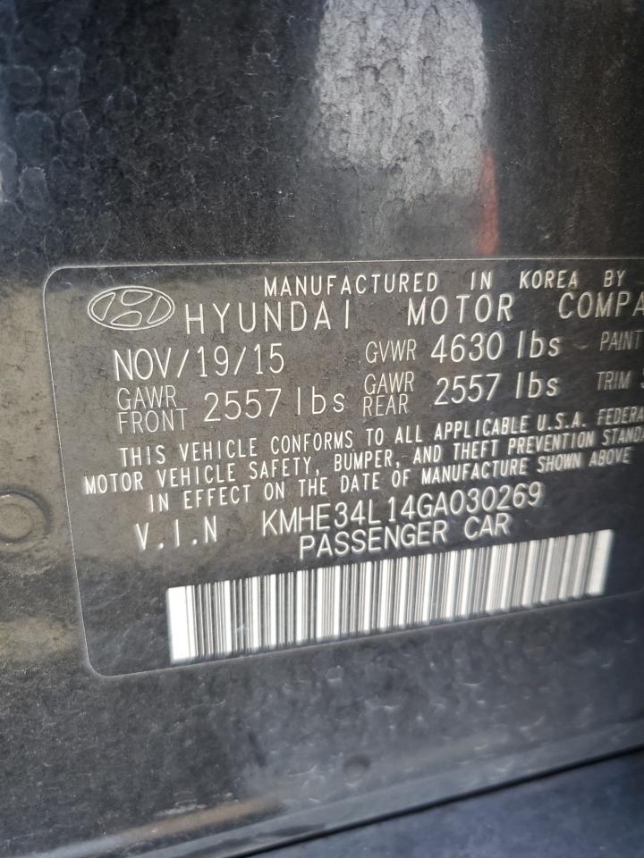 2016 Hyundai Sonata VIN KMHE34L14GA030269 Copart auction photo, minor dent/scratches damage thumbnail 12