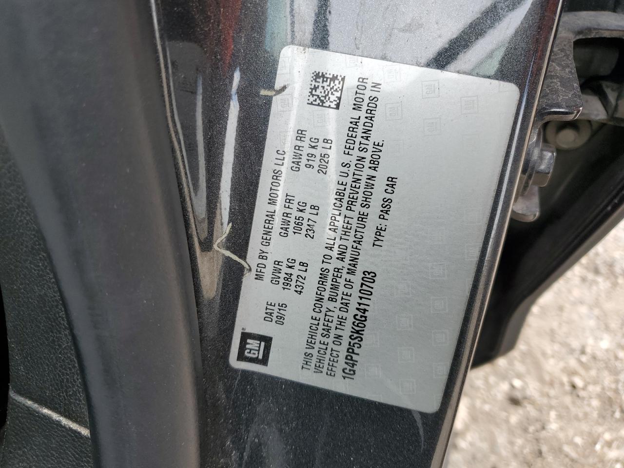 2016 Buick Verano VIN 1G4PP5SK6G4110703 Copart auction photo, front end / rear end damage thumbnail 12