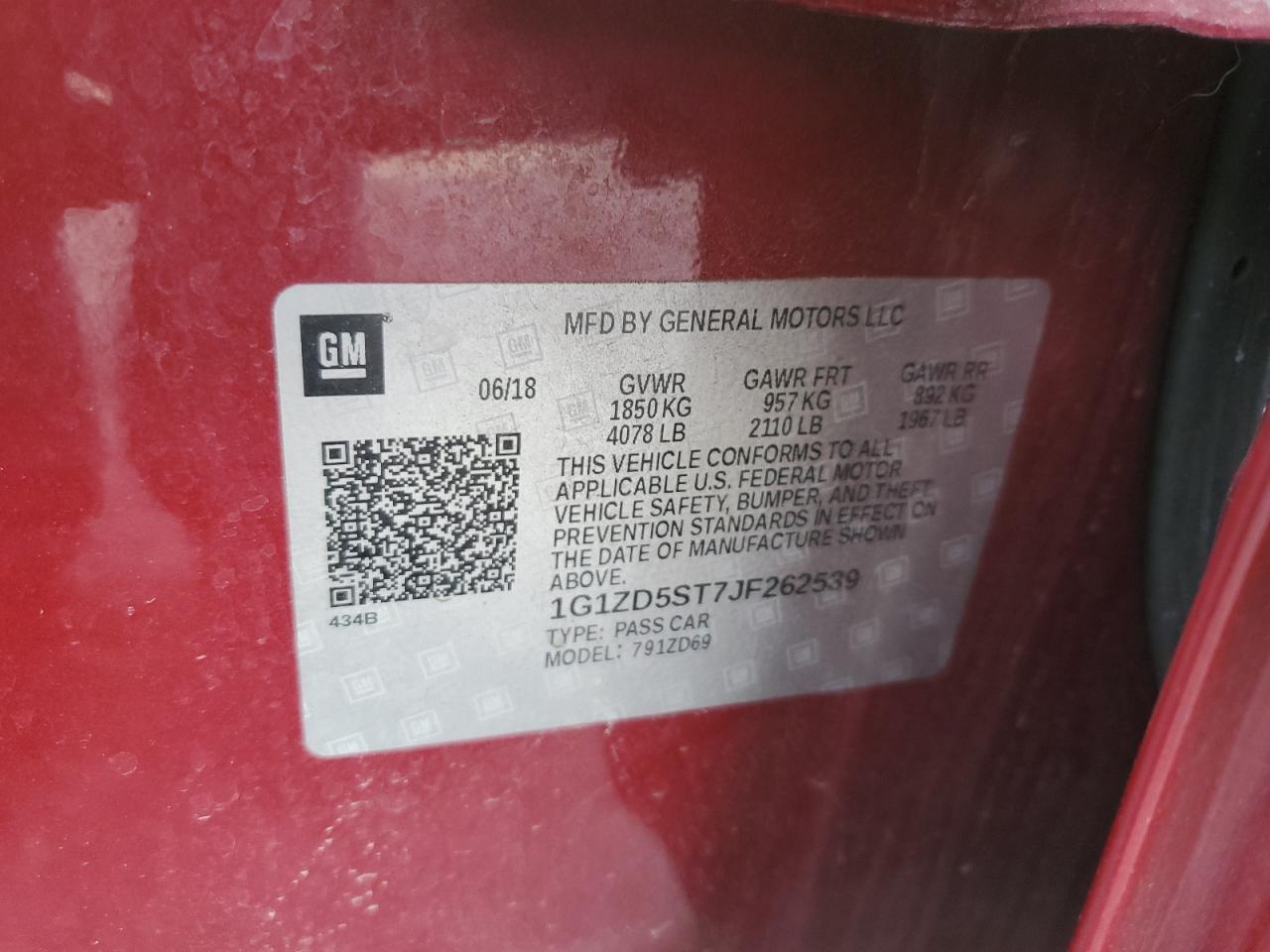 2018 Chevrolet Malibu VIN 1G1ZD5ST7JF262539 Copart auction photo, all over damage thumbnail 13
