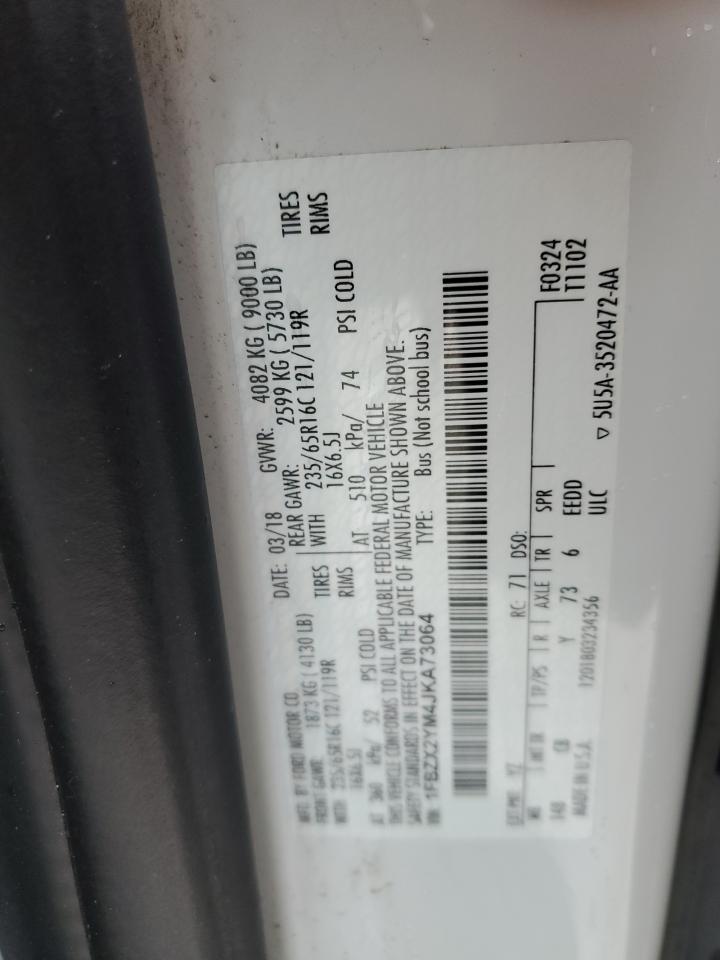2018 Ford Transit VIN 1FBZX2YM4JKA73064 Copart auction photo, front end / rear end damage thumbnail 13