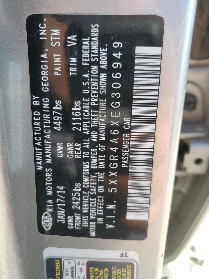 2014 KIA Optima VIN 5XXGR4A6XEG306949 Copart auction photo, front end damage thumbnail 13